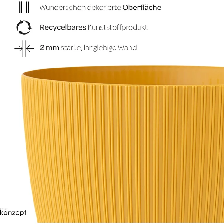 KONZEPT Blumentopf 5,2 l, gerillte Struktur 22 cm, Übertöpfe für Zimmerpflanzen, ideal für Wohnzimmer, Küche und Balkon – Bild 5