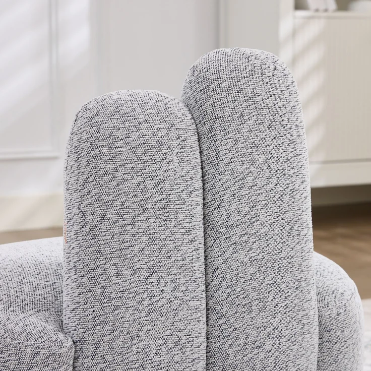 Kuscheliger Bunny-Ear- Stoff-Ottoman-fix gepolsterter Hocker mit niedlichen Ohren, ohne Stauraum, nicht abnehmbar--Antikgrauweiß--54x41.5x54cm--YOUDENOVA – Bild 4