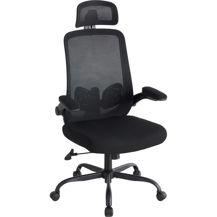 Sweetcrispy Ergonomischer Bürostuhl mit Kopfstütze & verstellbaren Armlehnen, 360° Drehfunktion, Höhenverstellbarer Gaming & Schreibtischstuhl für Homeoffice und Büro, Schwarz