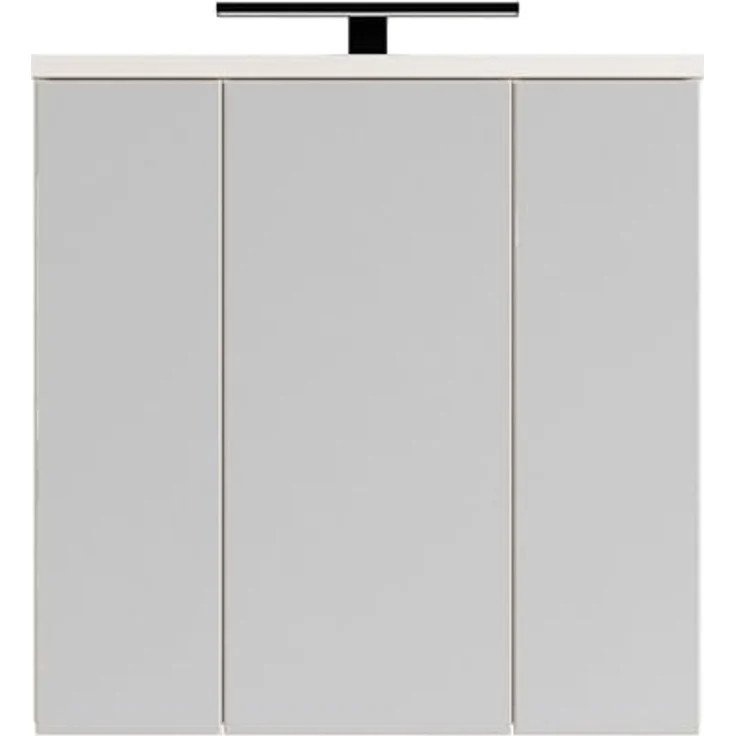 Forte VERIS Hängeschrank 70, Schlichter Badschrank mit Spiegel, 3-türig, Wandmontage, Badezimmer, Holzwerkstoff, Kaschmir Beige, 68,6 cm breit x 68,1 cm hoch x 20 cm tief – Bild 3