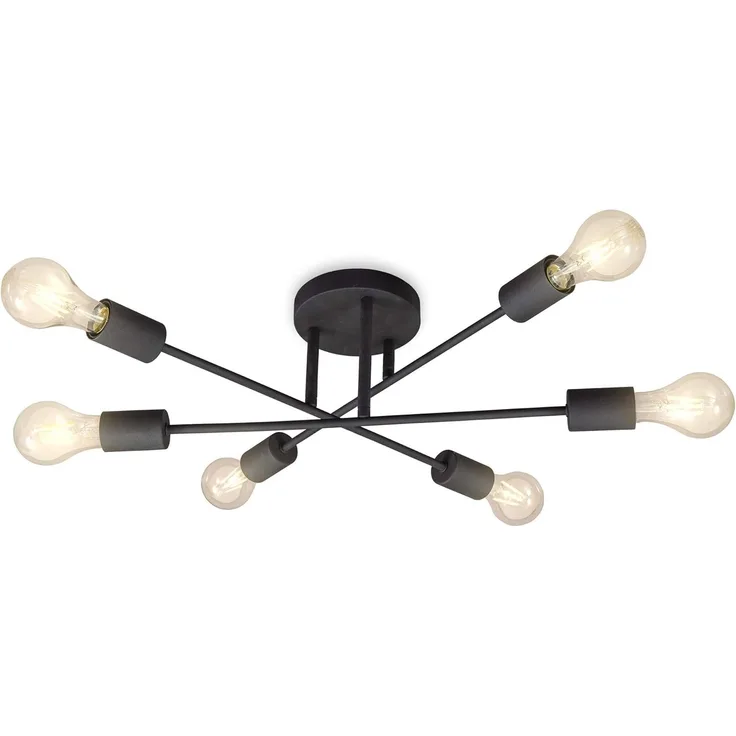 B.K.Licht Deckenleuchte Retro LED Deckenlampe Wohnzimmer E27 schwarz-matt - BKL1229, ohne Leuchtmittel, 2700K - Extra-Warmweiß, Spot-Leuchte industrial-Look modern Arbeitszimmer Küche Schlafzimmer
