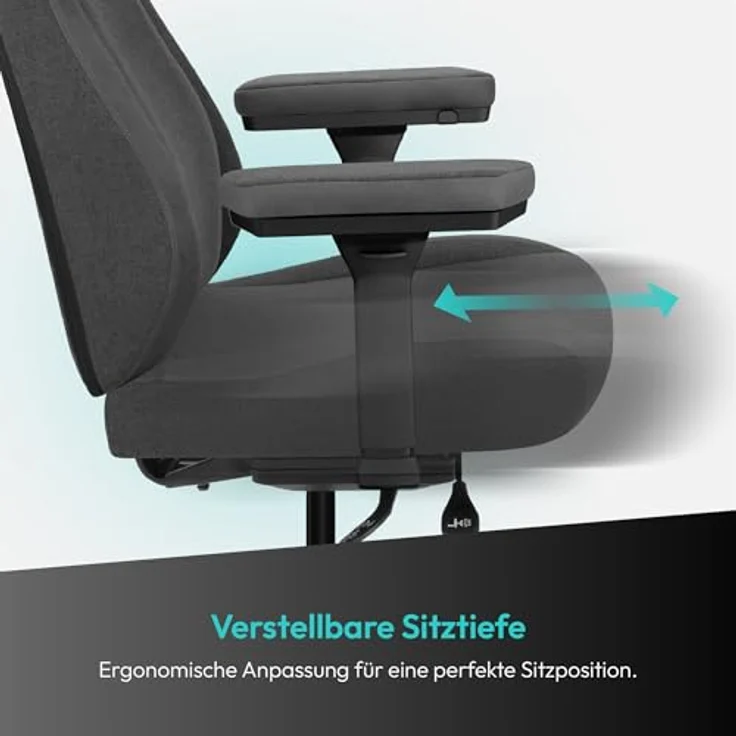 ThunderX3 CORE Smart Ergonomischer Gaming Stuhl mit hochwertigem Stoff, integrierter Synchronmechanik, gepolsterten 3D-Armlehnen, atmungsaktiven Materialien und Belastbarkeit bis 125 kg - Loft Dunkelgrau – Bild 6
