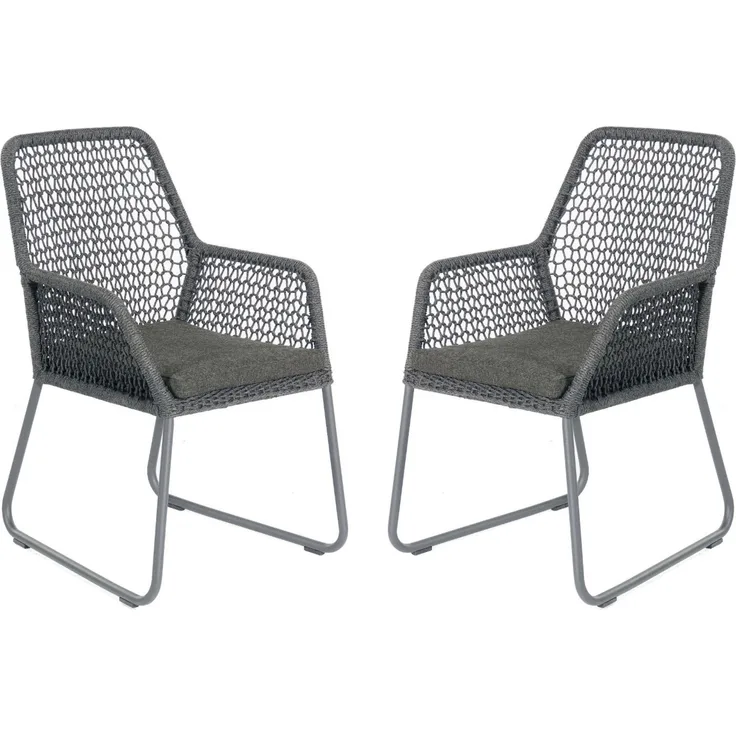 Sonnenpartner 2er-Set Gartensessel Poison Aluminium mit Polyrope dunkelgrau Gartenstuhl Sessel