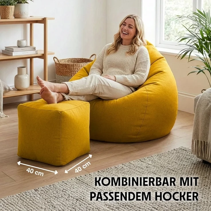 URBANARA Sitzsack 315l senfgelb Basic-Comfort – Bild 7