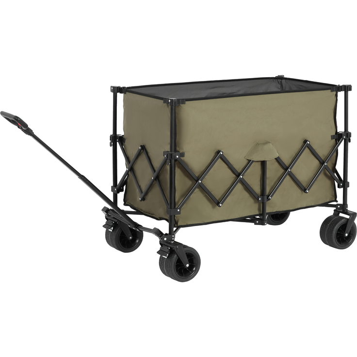 Faltbarer Bollerwagen 300L mit All-Terrain-Rädern, 109x53x83 cm, 100 kg, Armee-Grün