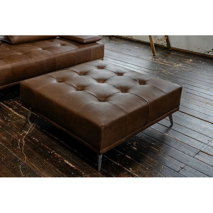 KAWOLA Hocker WIOLO Leder dunkelbraun 42 x 110 x 110 cm