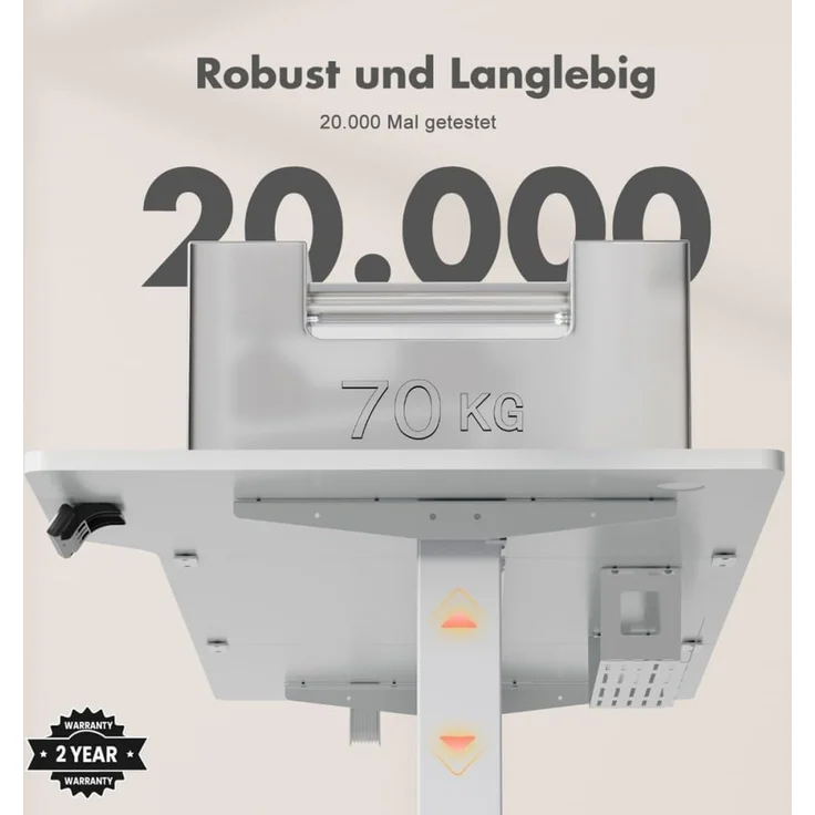 JUMMICO HöHenverstellbarer Schreibtisch Weiß 180x85 cm L-förmiger Schreibtisch Höhenverstellbar Elektrisch,Ergonomie Gaming Tisch mit Haken (Weiß) – Bild 7