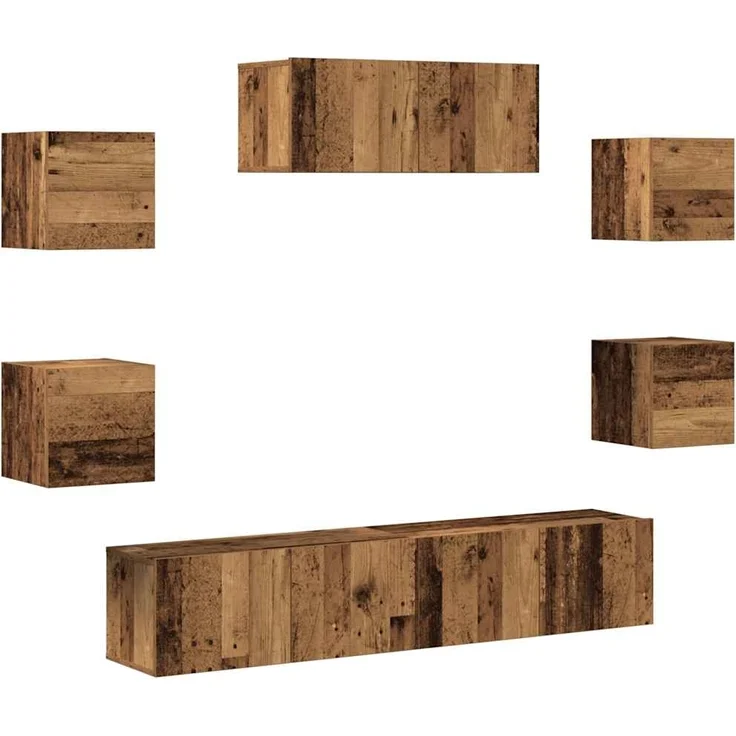 vidaXL 5-teiliges TV-Schrank-Set Wandmontage aus altem Holz 3329207 – Bild 1