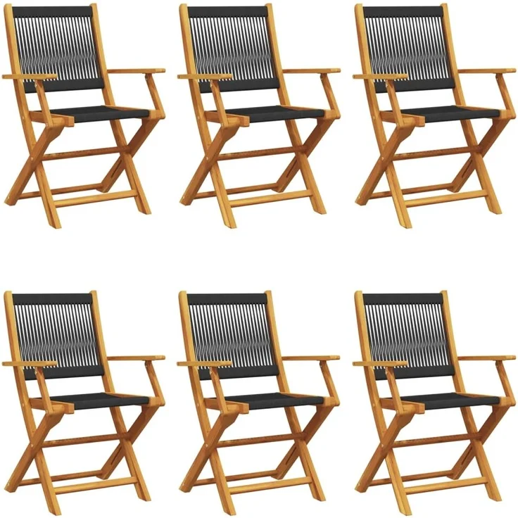 vidaXL Gartenstühle 6 Stk. Klappbar Schwarz Massivholz Akazie 3214566 – Bild 1