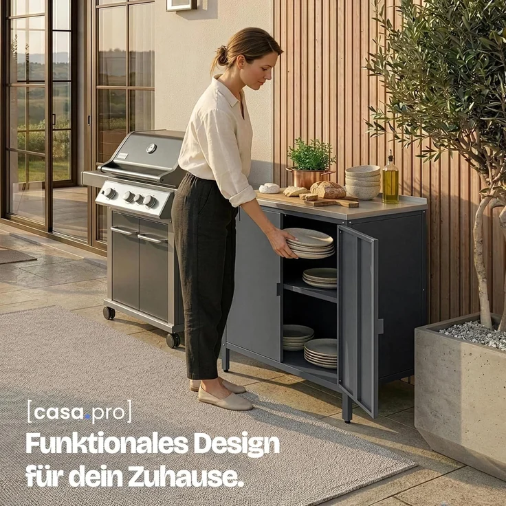 Outdoor Schrank Bolognano 92x80x50 cm Dunkelgrau, matt [casa. pro] – Bild 7