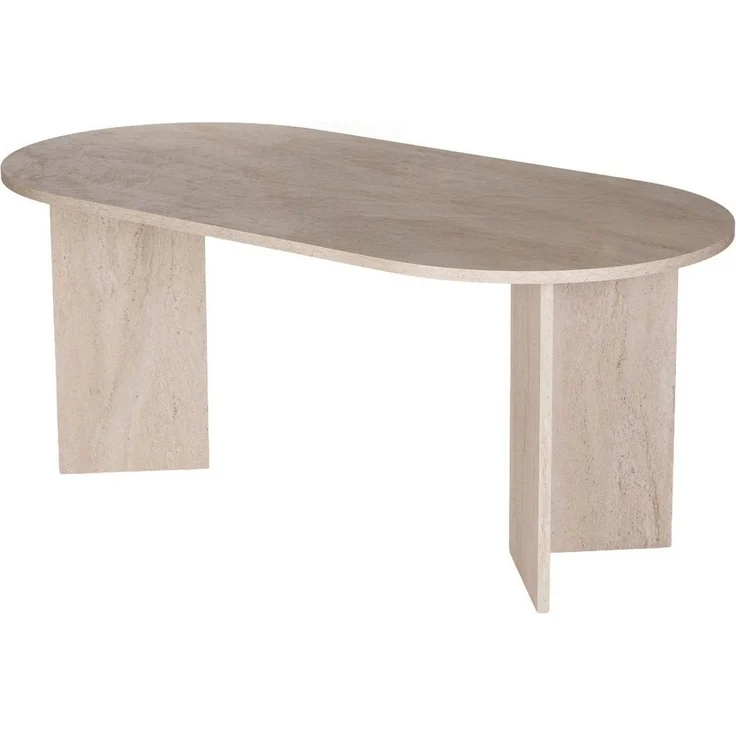 Elegant Dining Table, Travertine Color, 180 x 75 x 89.5 cm | 100% Melamine Coated Particle Board, 25 mm Thickness | Perfect for Modern Dining Spaces – Bild 1