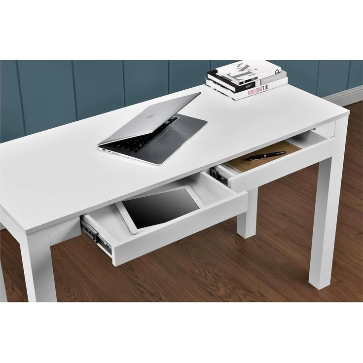 Ameriwood Large Parsons Schreibtisch mit 2 Schubladen, weiß – Bild 8