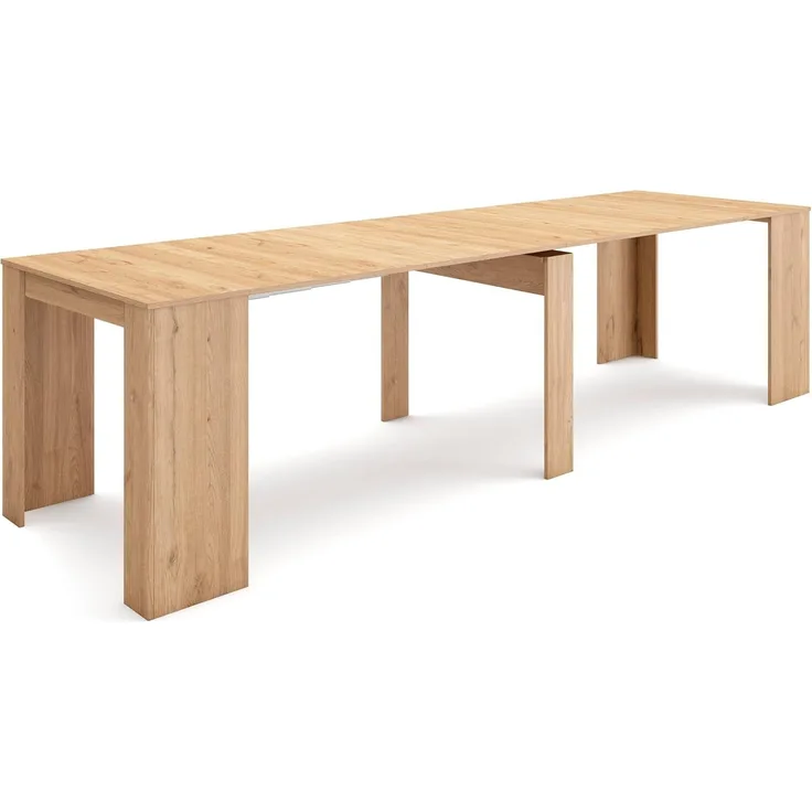Skraut Home - Ausziehbarer Konsolentisch bis zu 3 Meter - Maße geschlossen: 75 x 90 x 50 cm - Eiche hell - Ideal für Ihr Esszimmer, Wohnzimmer oder Ihren Schreibtisch