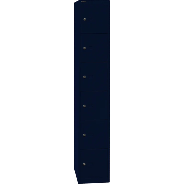 Bisley Schließfachschrank Office, 1 Abteil, 6 Fächer, T 457 mm, Farbe oxfordblau – Bild 2