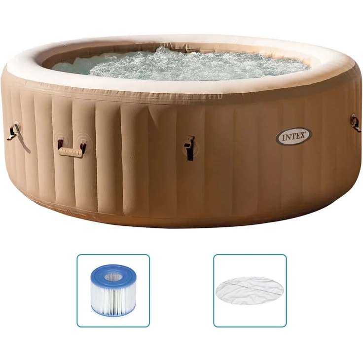 Intex Whirlpool mit Sprudelmassage PureSpa Rund 196x71 cm 3202945 – Bild 1