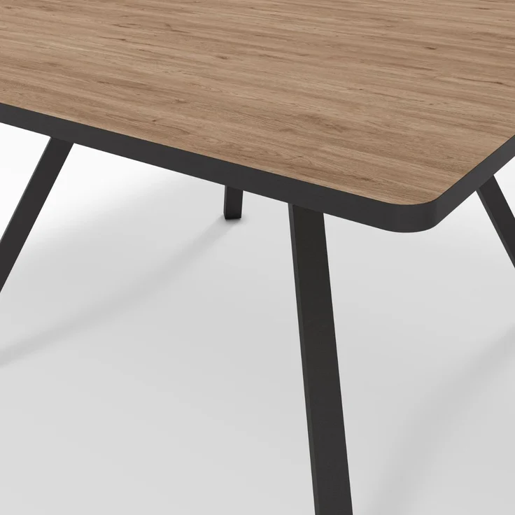 Calicosy Quadratischer Tisch mit schwarzen Metallbeinen L136 x B136 cm - BENI - Helles Holz – Bild 6