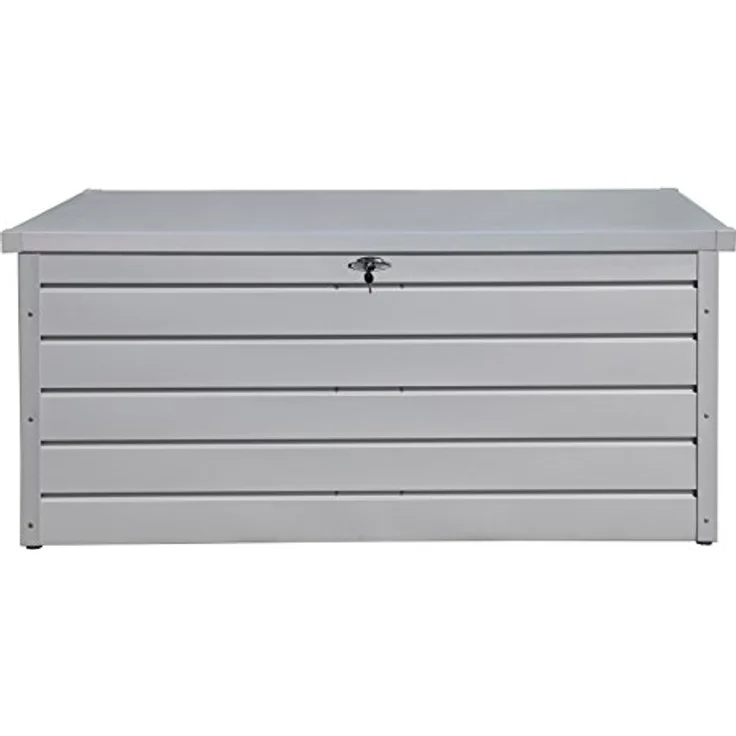 Duramax Palladium Kissenbox aus Metall groß (865 L) mit hydraulischer Gasdruckfeder und abschließbarem Griff mit Schlüssel, Terrassenbox und Gartenmöbelaufbewahrung, silver – Bild 3