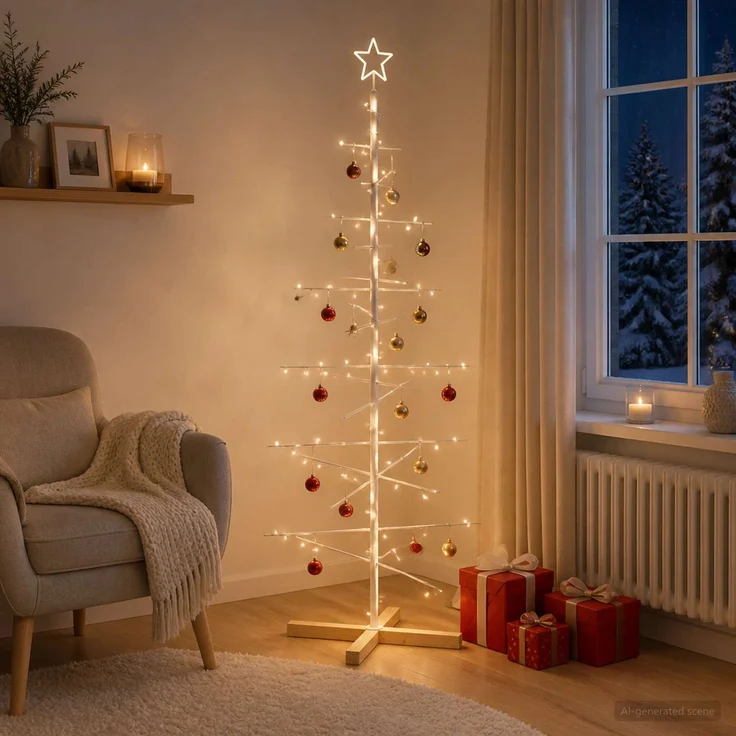 vidaXL Metall Weihnachtsbaum KUOPIO 150 cm Stahl Weiß 42053875 – Bild 3