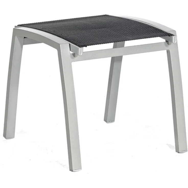 Sonnenpartner Fußhocker Florida Aluminium silber/Textilen schwarz Sitzhocker
