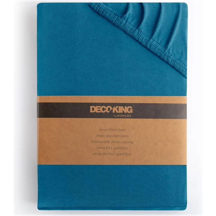 DecoKing Spannbettlaken 100x200 120x200 cm 100% gekämmte Baumwolle Blau Spannbetttücher Jersey Boxspringbett Amber 100x200 120x200 – Bild 1