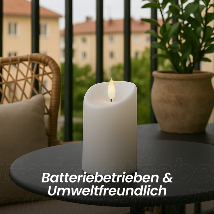 Star LED Stumpenkerze Flamme - Mit timer & Flackerlicht - Für Innen- & Außenbereich - Warmweißes Licht - 13 cm Hoch, IP44 - Weißer Kunststoff – Bild 9