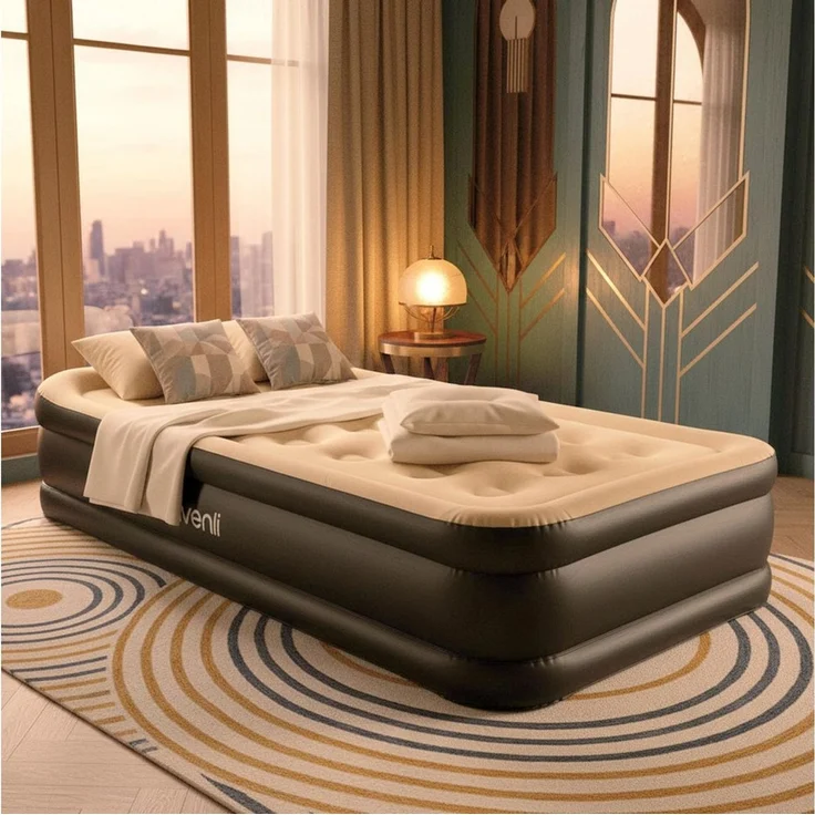Avenli Luftmatratze aufblasbares Gästebett mit integrierter Elektropumpe Twin Size 196 x, (Gästebett Matratze aufblasbar mit integrierter Elektropumpe, 2-St, Reisebett mit Pumpe & Tragetasche), elektrisch mit weicher beflockter Oberfläche – Bild 4