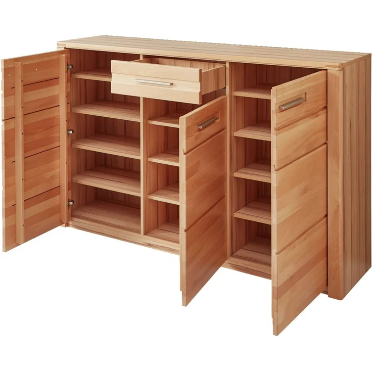 Linea Natura 'NATURE ONE' XL-Schuhkommode, Teilmassiv kernbuche, 160 x 100 x 40 cm, mit Schublade – Bild 2