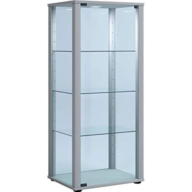 MID.YOU Vitrine, Silber, Glas, stehend, 3 Fächer, 50x114.5x38 cm, mit Einlegeboden – Bild 4