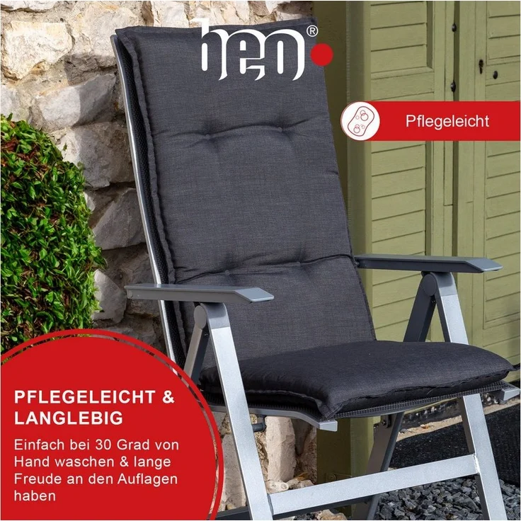 beo Polsterauflage Saumauflage Hochlehner Barcelona im Set, (Set), Gartenstuhlauflage, Sitzauflage, Sitzkissen Outdoor, 118 x 50 x 6 cm – Bild 3