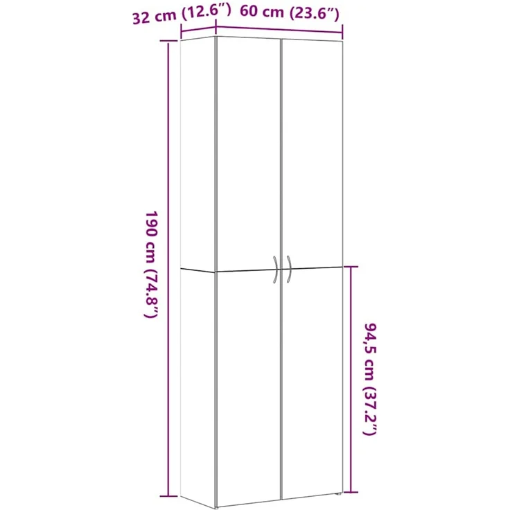 vidaXL Büroschrank Schwarz Eichen-Optik 60 x 32 x 190 cm Holzwerkstoff 3329298 – Bild 11