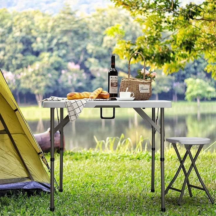 Klapptisch Campingtisch 87cm Küche Quadratisch Klappbar Gartentisch Balkontisch – Bild 2