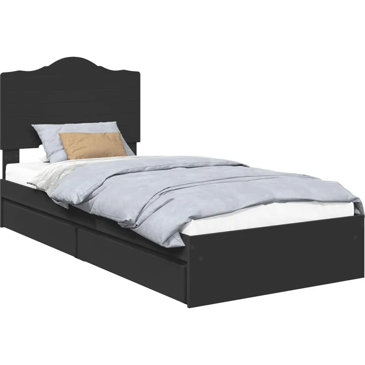 vidaXL Aufbewahrungsbett Schwarz 90 x 190 cm Holzwerkstoff 3413549 – Bild 1