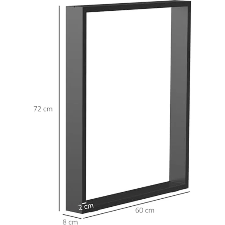 HOMCOM Tischbein 2er-Set Tischkufen, Möbelfüße aus Vierkantprofilen, Tischgestell für Couchtisch, Esstisch, 60cm x 8cm x 72cm – Bild 7