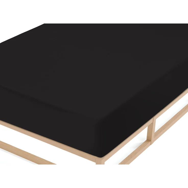 biberna Frottee-Stretch-Spannbetttuch 0012344, schwarz, 1x 90x190 cm - 100x200 cm – Bild 1