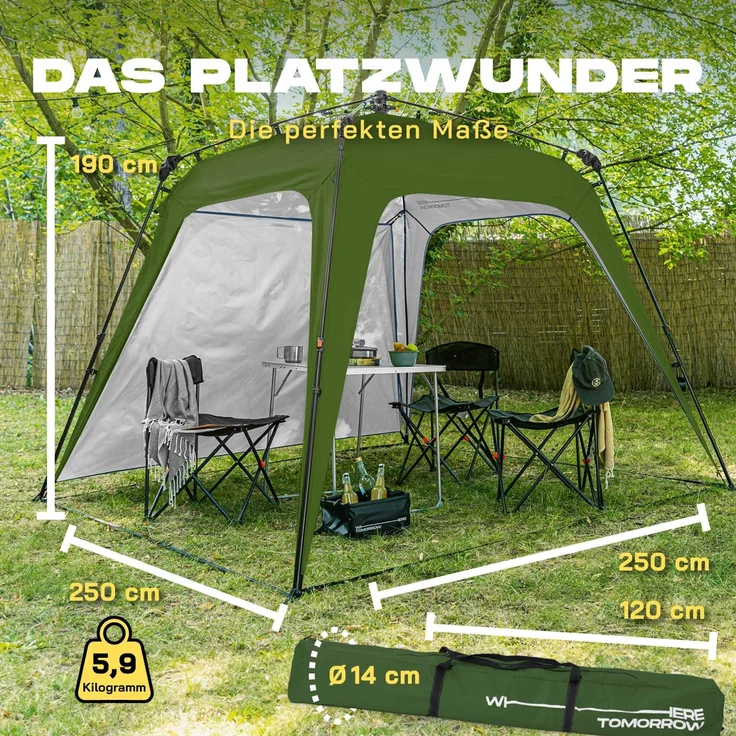 Lumaland 'Where Tomorrow' Pavillon, Polyester, 250 x 250 x 190 cm, Dunkelgrün – Bild 3