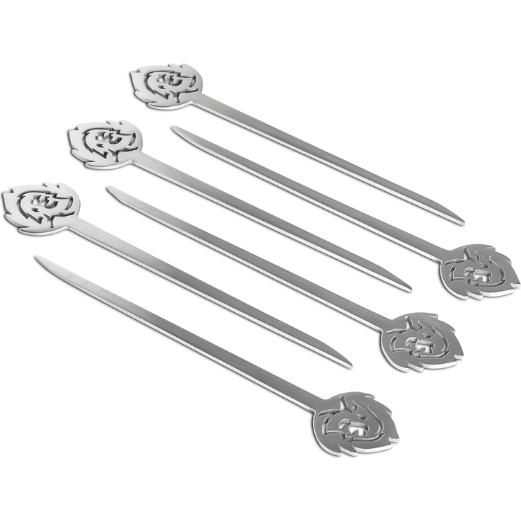 BURNHARD Burgerspieße, 6 Stück, aus rostfreiem Edelstahl, Metallspieße mit breiter Grifffläche, 15 cm lange Schaschlikspieße, als Fleischspieß oder Grillspieß - Multi-Color - #945620