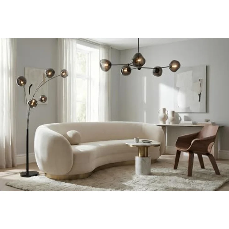 riess-ambiente Stehlampe LIQUID DIAMOND 200cm smoke grau/schwarz – 5 Kugelschirme aus Glas, Ein-/Ausschalter, ohne Leuchtmittel, mehrarmiges Design mit Marmorfuß – ideal für Lounge oder Essbereich – Bild 7
