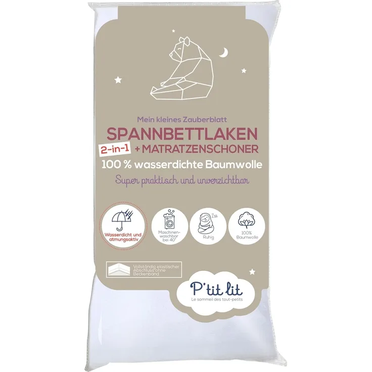 P'tit Lit Bettlaken Magique 2-in-1, 70x140 cm, Weiß