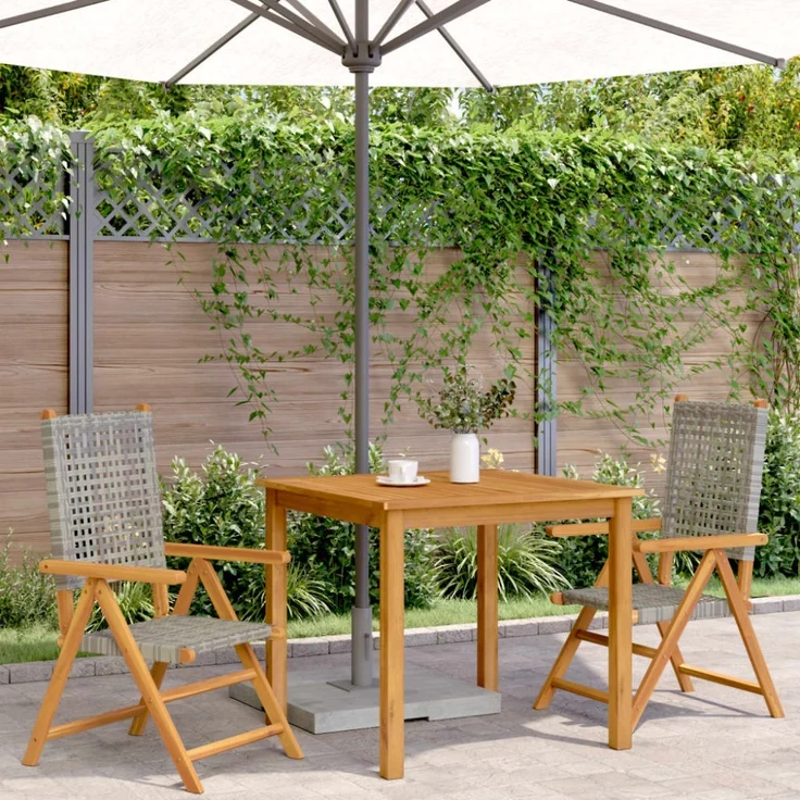 vidaXL Gartenstühle 2 Stk. Grau Massivholz Akazie und Poly Rattan 367652 – Bild 9