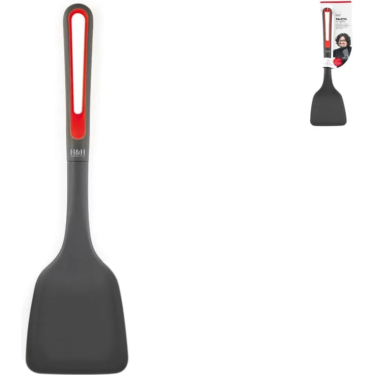 H&H Pfannenwender, Nylon, Schwarz|Rot, 33 cm, Alessandro Borghese der Luxus der Einfachheit