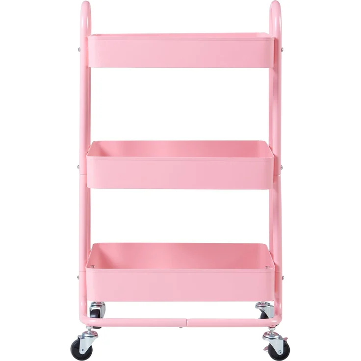 en.casa Küchenrollwagen Pyhäntä mit 3 Ebenen Rosa, 78,5 x 46 x 35 cm – Bild 4