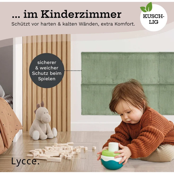 Lycce Kopfstütze Wandkissen Cord - Wandpolster Kopfteil Betten & Rückenkissen Sitzbank, (1 St) – Bild 5