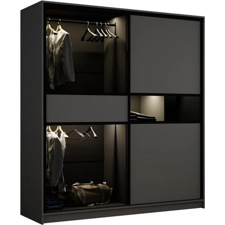 Compleo Schwebetürenschrank modern, Elegant Garderobe, Getöntes Glas LED-Beleuchtung – Bild 4
