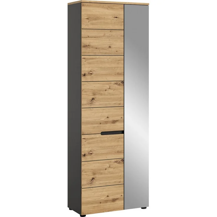 INOSIGN Garderobenschrank Rehat, Höhe: 190cm, in Basalt grau/ Artisan Eiche, 2 Türen, 6 Fächer Garderobe, Flurschrank, Dielenschrank, Kleiderschrank, Garderobenmöbel – Bild 5