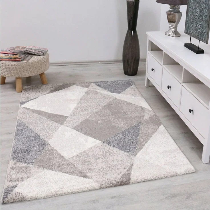 Vimoda Designteppich Marmor Optik, Teppich Wohnzimmer Geometrische Muster, Rechteckig, Höhe: 12 mm, Dreieck Design, Wohnzimmer, Schlafzimmer – Bild 2