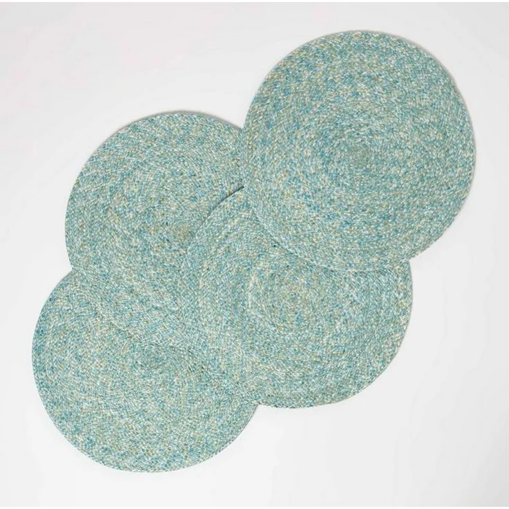 Homescapes Platzset Tischset grün im 4er-Set, 40 cm – 4x Platzset rund geflochten – Bild 4