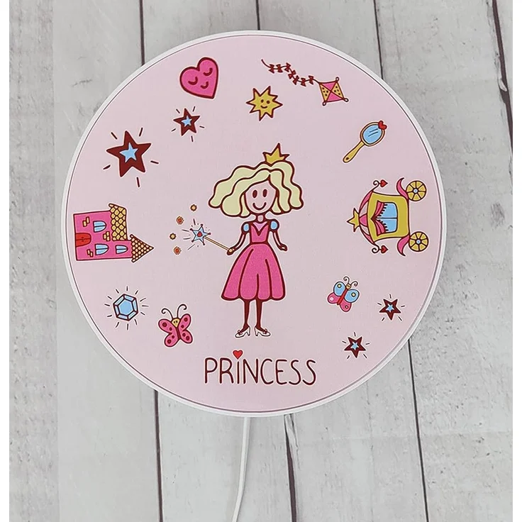LED Wandleuchte für Kinderzimmer mit Motiv Prinzessin, Schalter & Stecker Ø 25cm – Bild 3