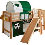 Hochbett mit Rutsche "Tino" 90x200 Buche massiv Natur