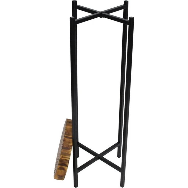 Dekoleidenschaft Blumenständer "Industrial" Pflanzenständer aus recyceltem Holz, Blumenhocker rund, Ø 33 x H 82 cm, Pflanzenhocker mit Gestell aus Metall, schwarz – Bild 3