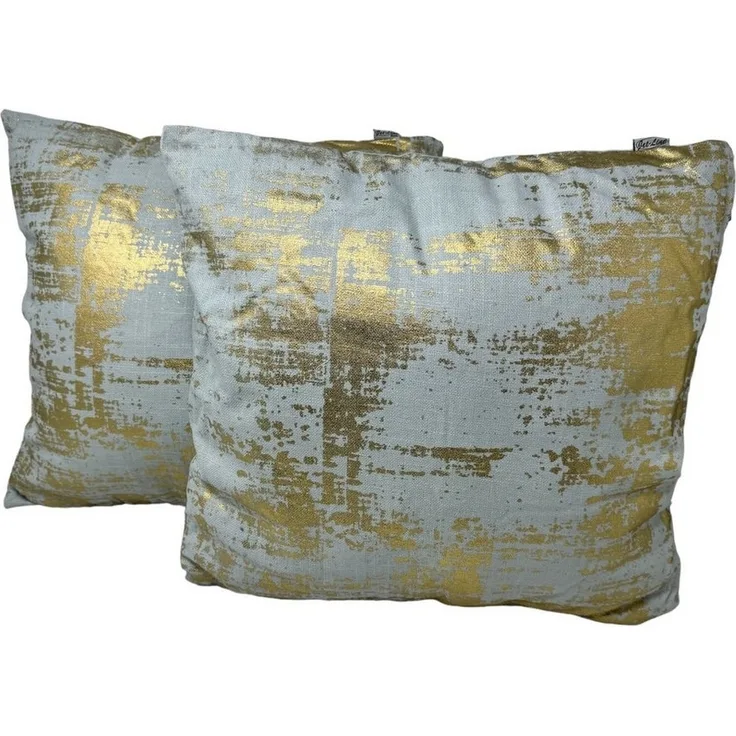 Jet-Line Dekokissen 2-er Deko Kissen Set Grau Gold 40x40 cm Sofakissen